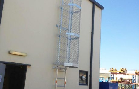 Caged access ladder
